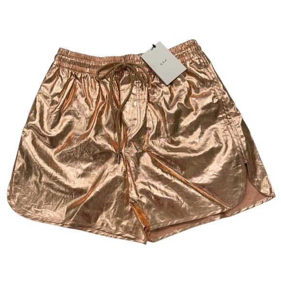 ALC. Ryder Metallic Linen Shorts Rose Gold XS high Waist - Picture 2 of 8